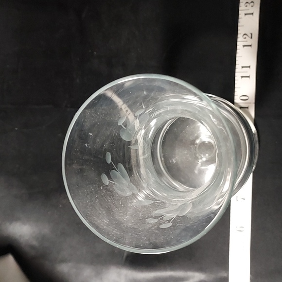 Vintage Floral Etched Flower Vase Double Round Bottom Unique Design - Picture 7 of 7